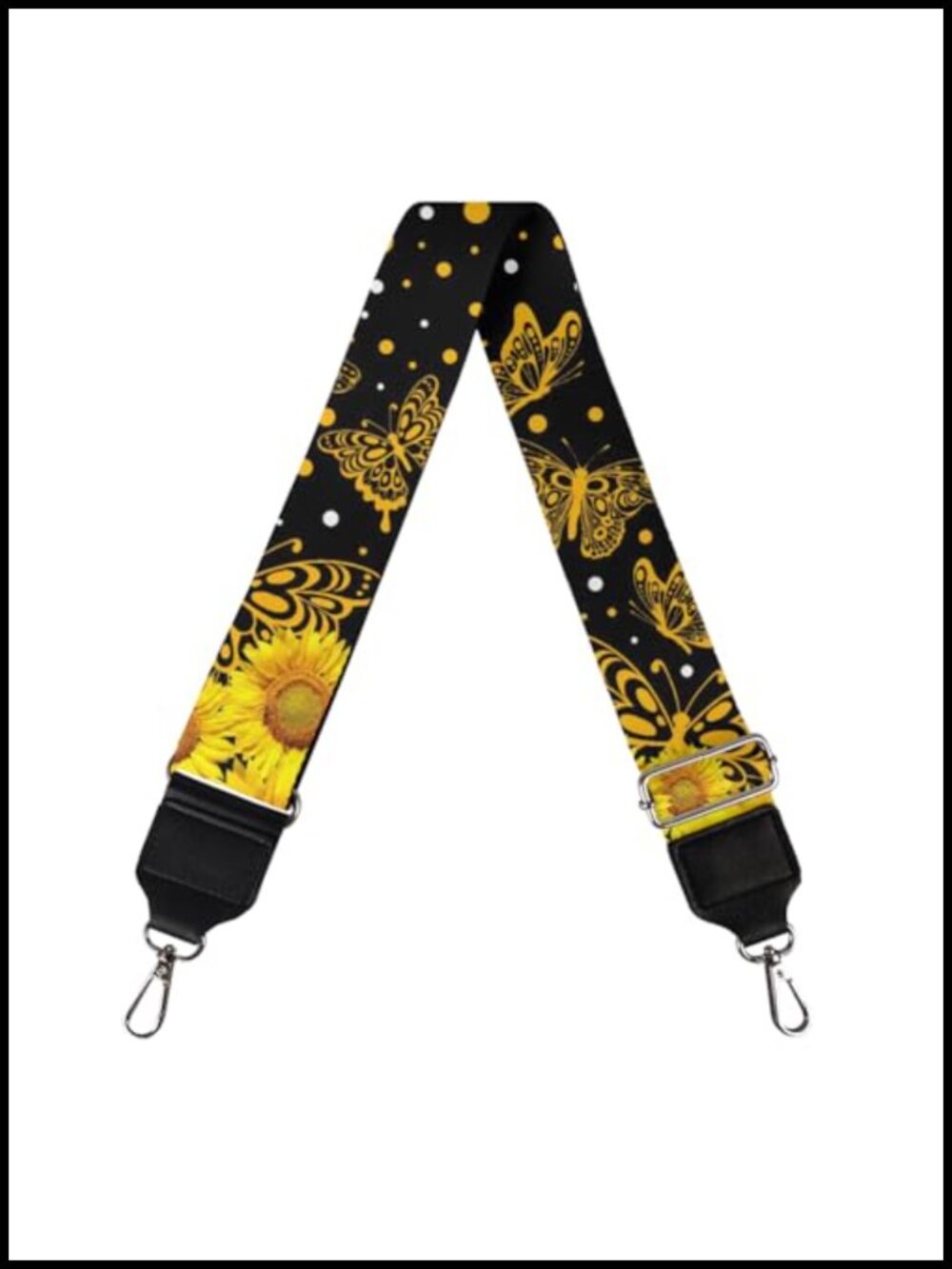 Sunflower Butterfly Print Purse Strap Wide Shoulder Adjustable Replacement Belt